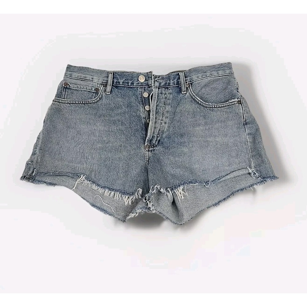 Agolde Parker Vintage Cut Off Shorts Button Fly Light Blue Denim Women's Size 29